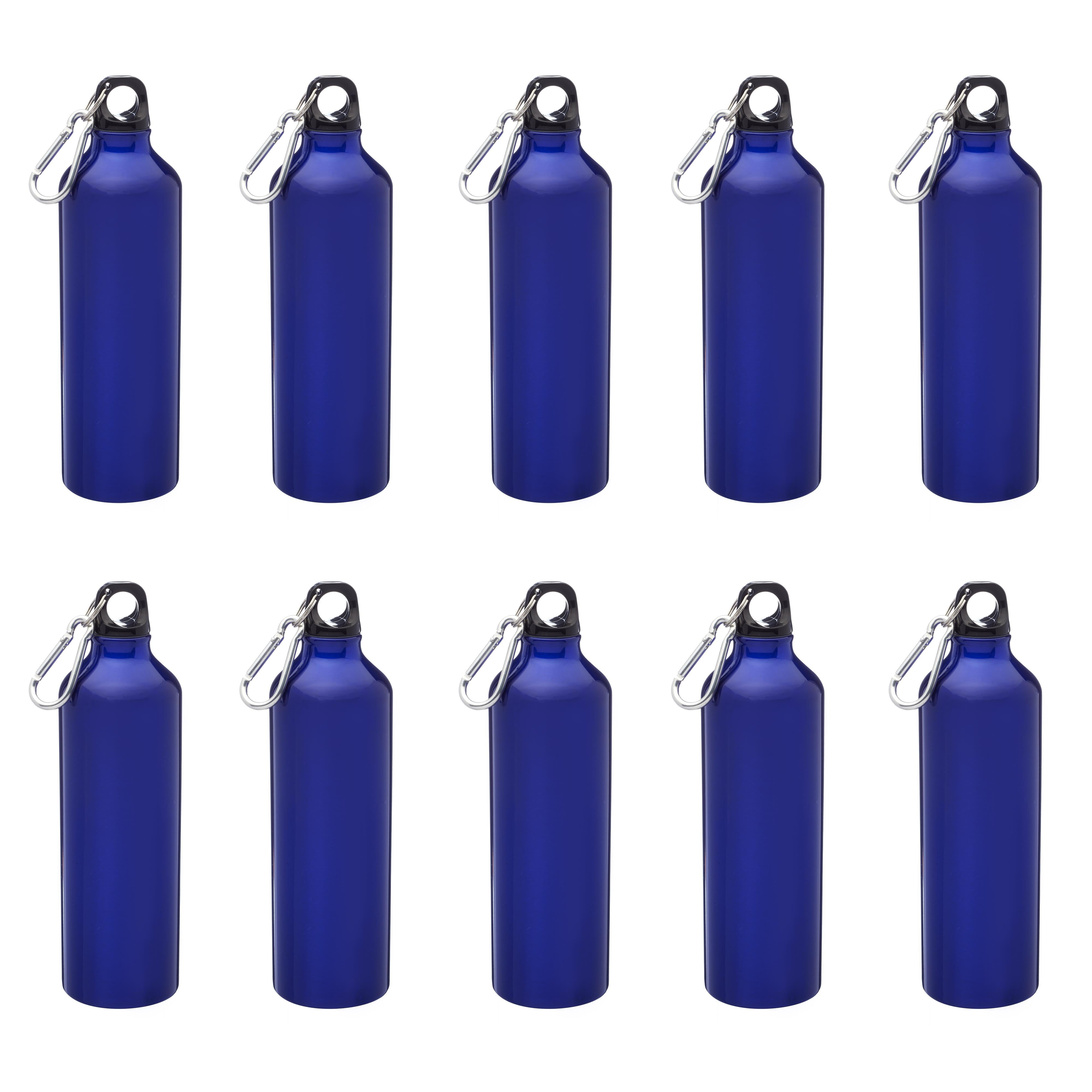  DISCOUNT PROMOS Bullet Shape Stainless Steel Water Bottles 26  oz. Set of 10, Bulk Pack - Leak Proof, With Carabiner, Leak Proof, Perfect  for Gym, Hiking, Camping, Outdoor Sports - Silver 