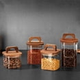 thumbnail image 6 of 3-Pack 40oz Square Glass Jars with Wooden Lids - Airtight Food-Grade Storage Containers for Coffee Beans, Nuts, Snacks & Salads, 6 of 7