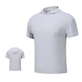 thumbnail image 4 of FRSASU Men's Short Sleeve Hoodie Gym Shirts Lightweight Quick-Dry Athletic Pullover Hooded Workout Fitness Tee Gray, 4 of 7