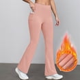 thumbnail image 2 of larppty Women's Fleece Lined Flare Leggings - Thermal High Waisted Bootcut Yoga Pants with Pocket for Winter Gym & Daily Wear（Pink，M）, 2 of 2