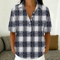 thumbnail image 6 of Zulora Women's Short Sleeve Plaid Shirt Casual Flannel Button Down Tops, 6 of 8