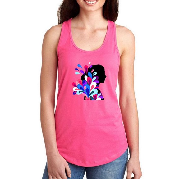 Woman Silhouette Colorful Racerback Tank Women -Image by Shutterstock, Female Small