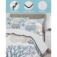 thumbnail image 4 of Blue Coastal King Size Down Alternative Comforter, Lightweight Comforter Quilt Bedding Set with Pillow Shams Nautical Coral Beach Starfish All Seasons Bed Comforter Duvet Insert 96"x106", 4 of 7