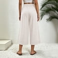 thumbnail image 5 of Aimik Women's Elastic Waist Cropped Cotton Pants Loose Casual Culottes Breathable Comfortable Summer Bottoms, 5 of 6
