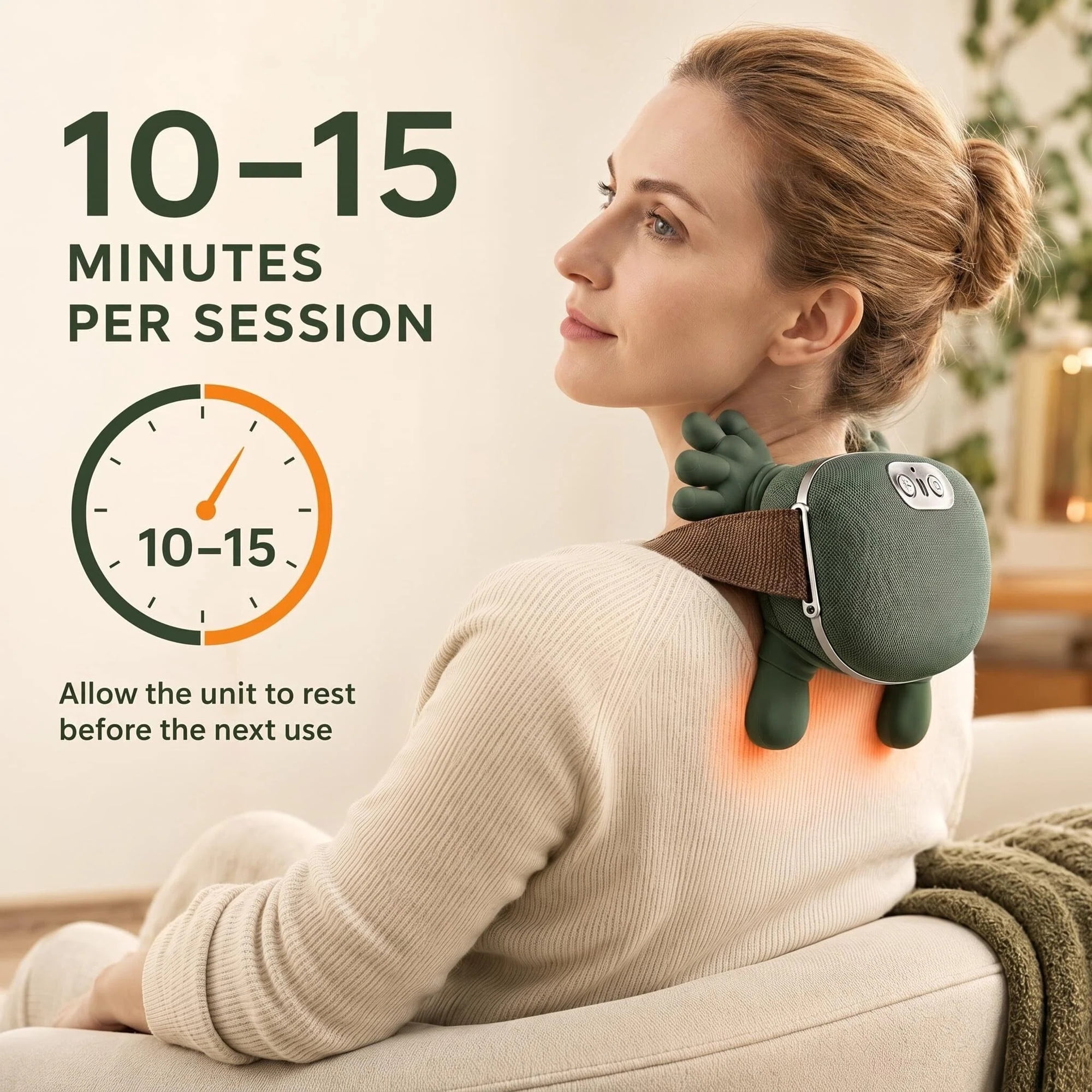 HEMXSZH 1 PCS Shoulder And Neck Massager, Acupressure Back And Neck Massager, Kneading Massage Pillow, Electric Massager, Therapeutic Massage, Acupressure Device, Kneading Design, Green
