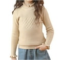 thumbnail image 1 of MeetoTime Kids Ruffled Half High Neck Knitted Sweater Solid Color Fall Winter Long Sleeved Pullover Tops for Girls, 1 of 7