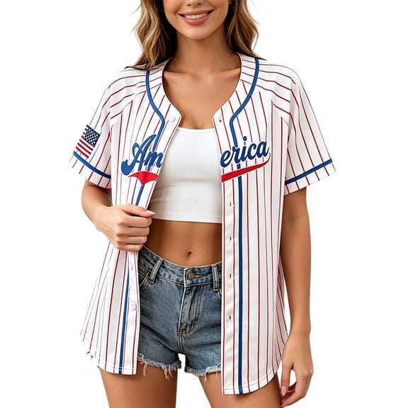 Women's Tops T Shirts Independence Day Graphic Withflag Baseball Lightweight Holidays Boho Shirts