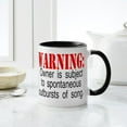 thumbnail image 4 of CafePress - Warning Burst Of Songs Mugs - 11 oz Ceramic Mug - Novelty Coffee Tea Cup, 4 of 4