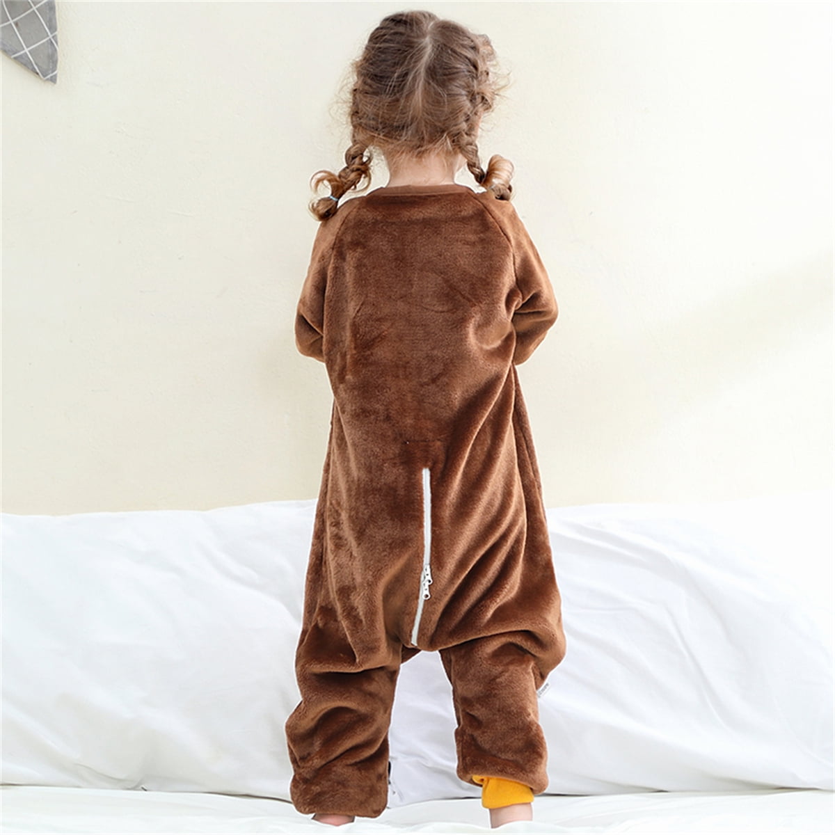 WIBACKER 6M-6Y Baby Warm Flannel Sleeping Bag, Infant Sleepsuit, Kids Toddler Boys Girls Long Sleeve Double Zipper Wearable Sleep Sack - Bear