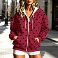 thumbnail image 2 of Raeneomay Women's Polka Dot Hoodie - Zip Up Long Sleeve Pocket Jacket S-XXXL, 2 of 6