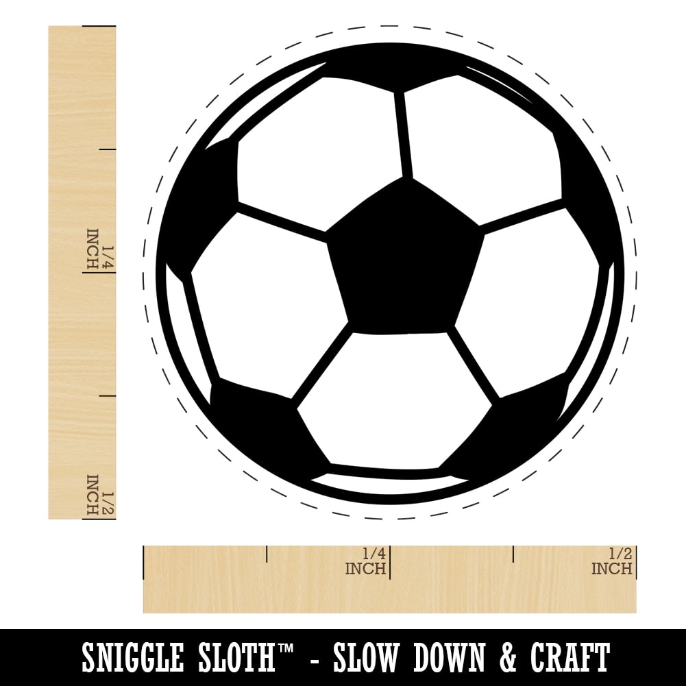 Soccer Ball Self-Inking Rubber Stamp Ink Stamper - Black Ink - Mini 1/2 Inch