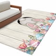thumbnail image 2 of Rectangle Area Rug 4x6ft, Colorful Eggs Bunny Tail Flower Leaf on Wood Non-Slip Non-Shedding Floor Mat, Happy Easter Washable Sturdy Carpet for Living Room Bedroom Home Decor, 2 of 9