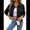 thumbnail image 2 of Chaquetas Informales de para Mujer, Chaquetas con Botones, Blusas de Larga de Moda para Otoño. Negro L, 2 of 7