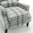 thumbnail image 3 of Upholstered Wingback Recliner Chair, Plaid Recliner Chair Armchair Adjustable Footrest Push Back Reclining Sofa, Mid Century Modern Lounge Armchair for Living Room, Bedroom, Reading -- Grey, 3 of 10
