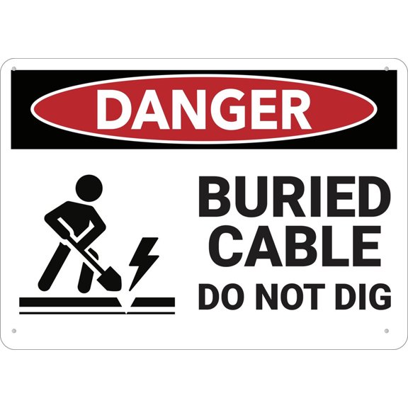 Danger Buried Cable Do Not Dig Sign Metal Signs 12X8 Inch Rust Free Aluminum,Uv Ink Printing,Durable/Weatherproof Outdoor For Home