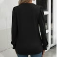 thumbnail image 6 of Abomasnow 2025 Fall Long Sleeve Tops for Womens Casual V Neck Pleated Front Shirts Solid Smocked Cuffs Sleeves Tunic Blouse Casual Loose Fashion T Shirts, 6 of 7