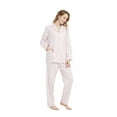 thumbnail image 2 of GLOBAL Women 100% Cotton Pajama Set Long Sleeve Pjs Button Down Comfy Nightwear, 2 of 5