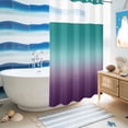thumbnail image 4 of No Hook Shower Curtain with Built-in Rings - Turquoise Purple Gradient Washable Waterproof Fabric Bathroom Curtains for Hotel,Rentals, Stall 36 X 78 Inch , Abstract Watercolor, 4 of 8