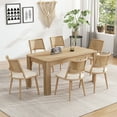 thumbnail image 3 of Noble House Modern Dining Chairs Set of 6, PU Upholstered Easy-Clean Seats with PE Rattan Back,Beige + Natural, 3 of 9