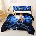 thumbnail image 3 of Manfei Rustic Wolf Queen Comforter Set,Mystic Woodland Comforter Sets Queen,Blue,Black Reversible,3 Pieces,1 Comforter and 2 Pillowcases, 3 of 7