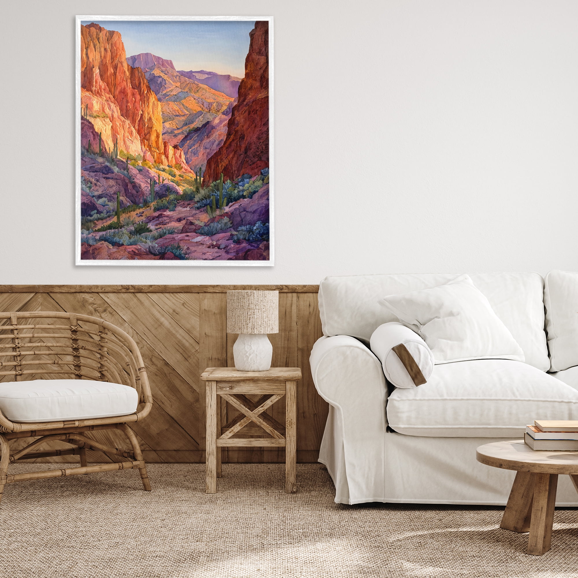Stupell Industries Western Colors Canyon White Framed Giclee Art, design by Franklyn Gregory