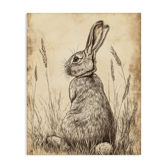 Stupell Industries Traditional Vintage Aged Bunny Portrait Canvas Art, 16 x 20, by Petals Prints Design