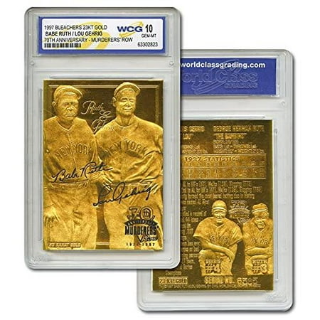 

Bleachers Babe Ruth & Lou Gehrig Murderer s Row 23KT Gold Card Sculpted Graded GEM Mint 10