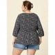 thumbnail image 4 of Blusas de talgrande pamujer Blucon volantes y péplum floral con cuello en V y estampado floral Ditsy Negro XL, 4 of 5