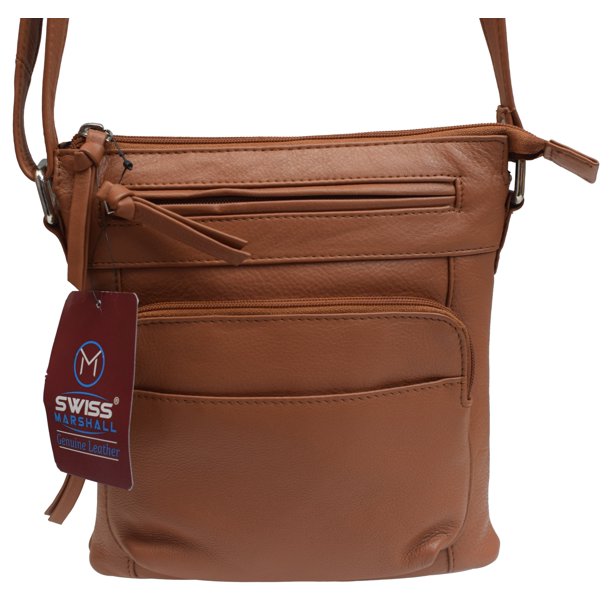 Women's Premium Genuine Leather Organizer Purse Ladies Crossbody