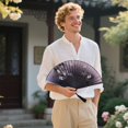 thumbnail image 4 of Paper Fan Set for Home and Events Elegant Handheld Folding Fans with Silk Fabric Bamboo Frame for Living Room Dance and Performance, 4 of 5
