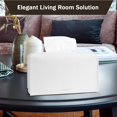 thumbnail image 4 of HAHDAXIA 2Pcs Tissue Box Cover Holder, Rectangular with Bottom Belt - PU Leather Tissue Cover Decorative Organizer for Tabletop, Bathroom, Car, Office,9.5X5X5 Inch - White, 4 of 6