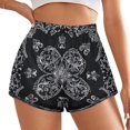 thumbnail image 2 of Women's Originals Shorts, Jersey Sports Shorts, Gym Shorts For Women, Black Bandana Paisley, XL, Plus Size Available, 2 of 5