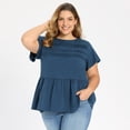 thumbnail image 4 of DARING DIVA Women's Plus Babydoll Blouse Trendy Flowy Peplum Tops 1X Dark Blue, 4 of 6