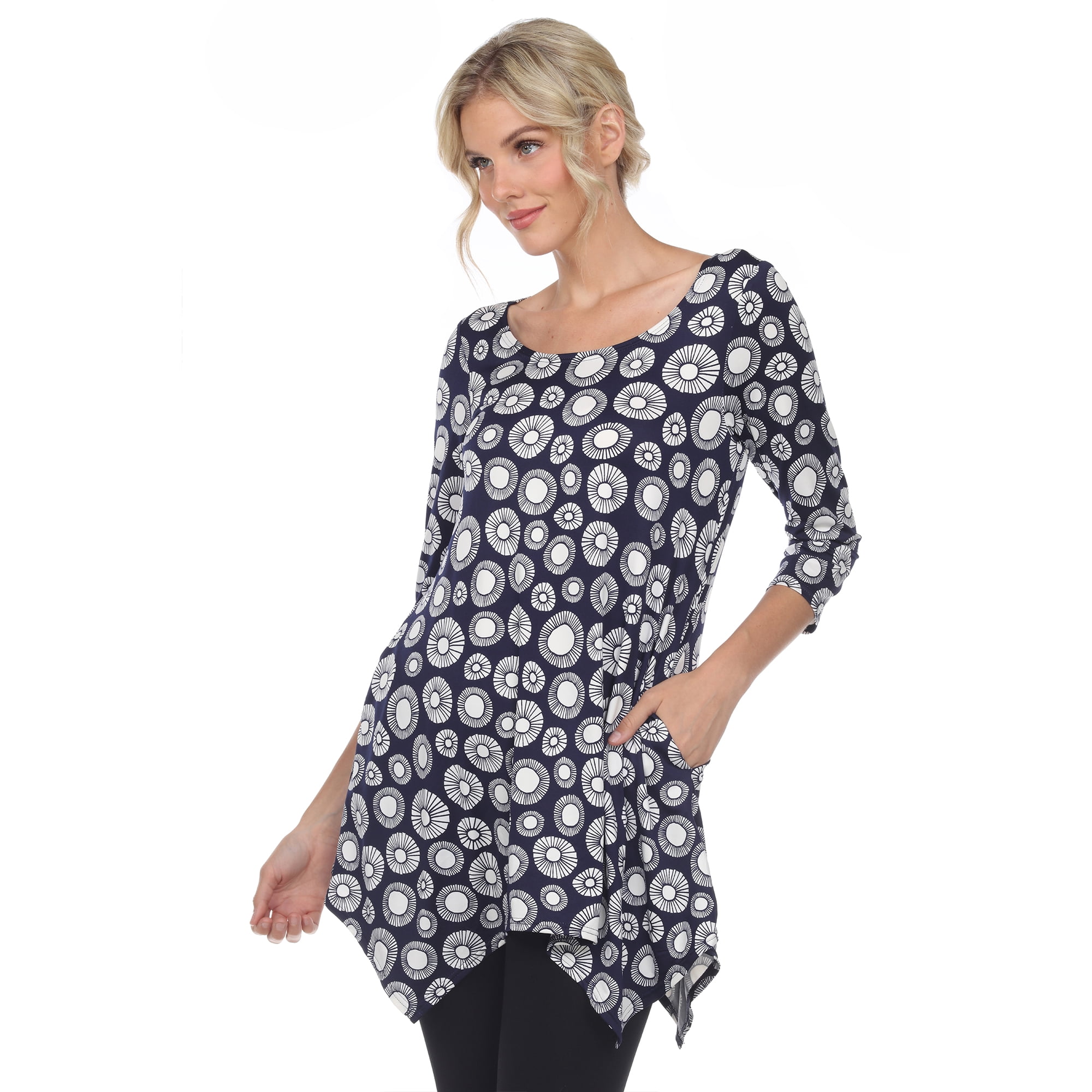 White Mark Women's Printed Geometric Circle Tunic Top