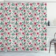 thumbnail image 1 of Flower Shower Curtain, Shabby Iris Field with Leaves Blooms Spring Bouquet Flourishing Nature, Fabric Bathroom Set with Hooks, 69W X 84L Inches Extra Long, Dust Pink Jade Green, by Ambesonne, 1 of 3
