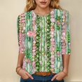 thumbnail image 2 of Towmus Womens Summer Tops 3/4 Sleeves Floral Print Dressy Blouses Crew Neck Casual Tunic Tops Summer Shirts, 2 of 4