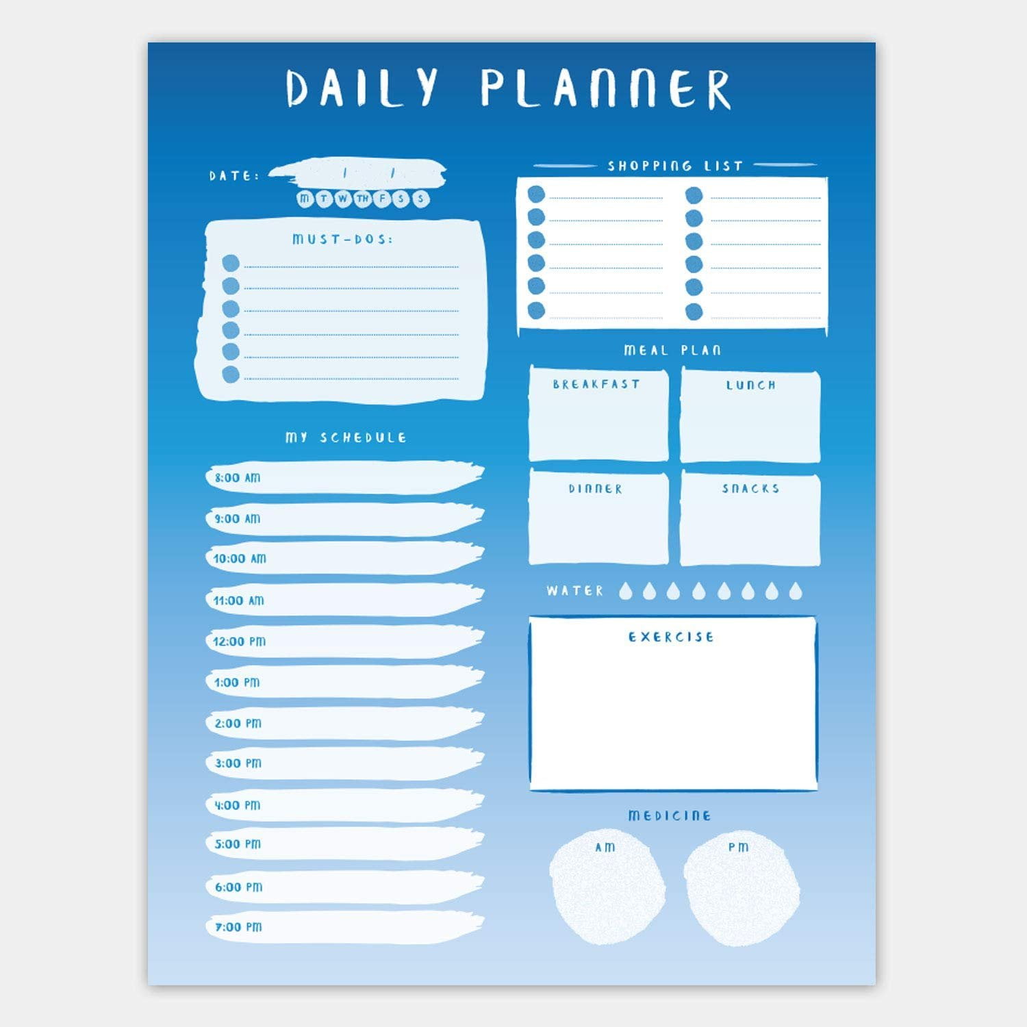 Daily Planner Goal Planner PDF 8.5 x 11 Inch Printable Planner 29 Pages Monthly Calendar Medical Information Meal Planner