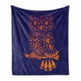 thumbnail image 1 of Indie Soft Flannel Fleece Throw Blanket, Ornamental Hand Drawn Owl in Vintage Style Floral Details Wisdom, Cozy Plush for Indoor and Outdoor Use, 50" x 70", Purple Orange, by Ambesonne, 1 of 6