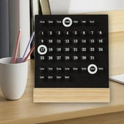 Calendar Desk Calendar Reusable Wooden Decoration Desktop Ornaments for Furnishing Accessories Kitchen Desktop Home, Black