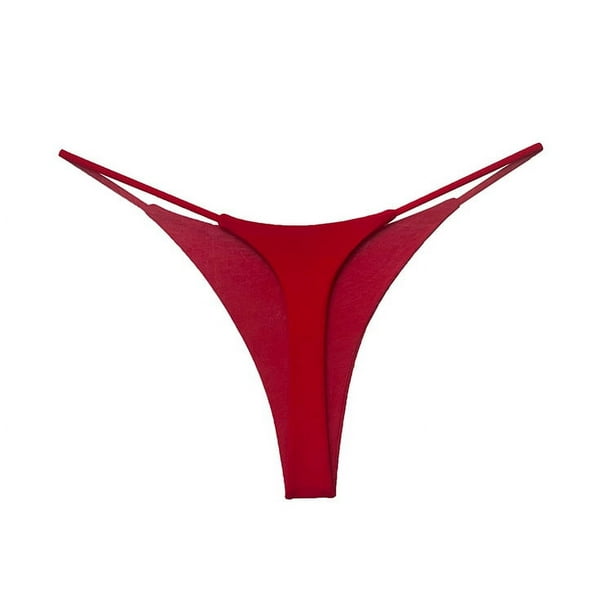 Bikini sexy de cintura baja con doble tanga de algodón para mujer, ropa interior en forma de T