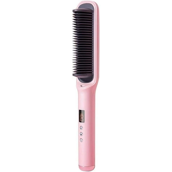 2025 2-in-1 Ceramic Ionic Hair Styler - Straightening & Curling Comb for Frizz-Free Shine (Fast Heat-Up)(PINK)