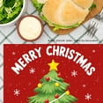 thumbnail image 3 of JOOCAR Merry Christmas Tree Holiday Design Linen Table Mats Set of 4 for Home Kitchen Table Decor 12x18 inch, 3 of 5