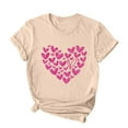 thumbnail image 4 of VALMASS Women Valentine's Day Shirts Short Sleeve Crewneck Heart Graphic T-Shirts Casual Pullover Tunic Tops (S, A Khaki), 4 of 5