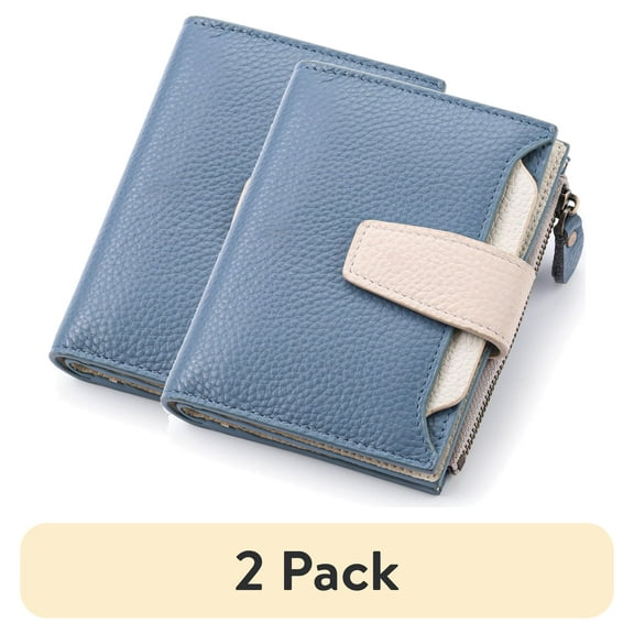 (2 pack) FALAN MULE Small Wallet for Women Genuine Leather Bifold Purse RFID Blocking Card Holder