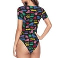 thumbnail image 4 of Naloa Colorful Excavator Women's Short-Sleeved Onesie, One-Piece Swimsuit for Parties, dates, clubs - Medium, 4 of 9