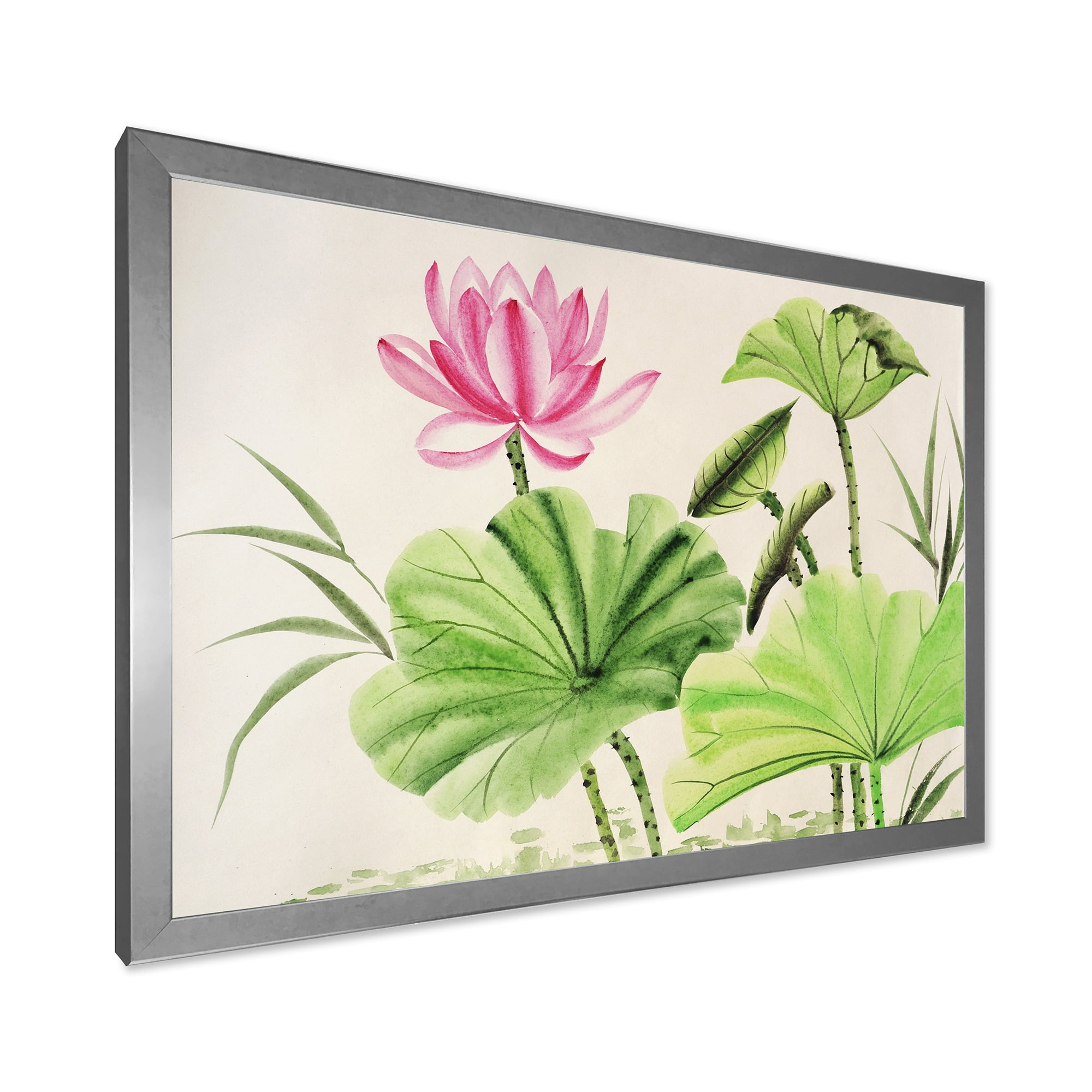 Designart 'Ancient Pink Lotuses In The Pond V' Traditional Framed Art Print