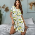 thumbnail image 5 of Yuyamidu Summer Lemon Button Down Nightgowns for Women Short Sleeve Sleepshirt Crew Neck Soft Pajama Dress, 5 of 7