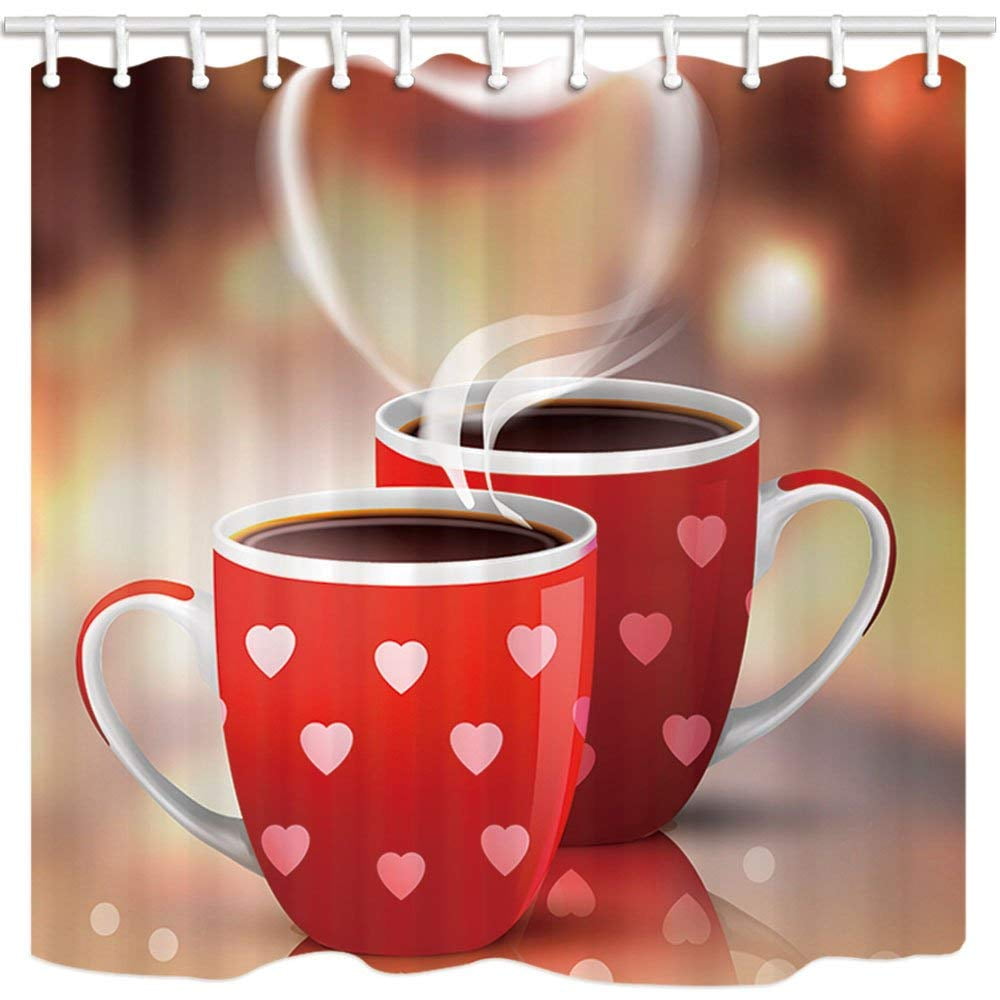 BPBOP Valentine's Day Red Coffee Cup Heart-Shaped Steam Polyester