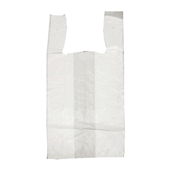 Packpact T-Shirt Bags, White Plastic Poly Disposable Bags with Handles in Bulk, 12x20 inches, 1,000 counts value pack, ideal for supermarkets, groceries, pet waste, yard sales, and smal