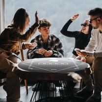 Soozier 24 inch Round Poker Mat, Texas Hold'em Non-Slip Poker Table Top Black